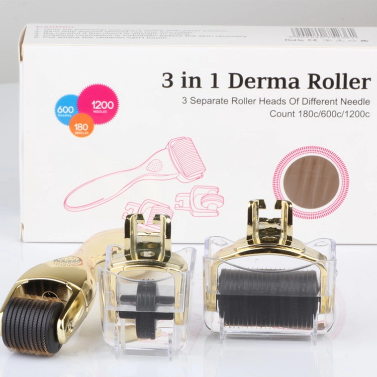 OEM / ODM marca personalizada 3 en 1 Drs Derma Roller para el titanio de acero inoxidable antienvejecimiento 0