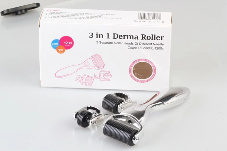 OEM / ODM marca personalizada 3 en 1 Drs Derma Roller para el titanio de acero inoxidable antienvejecimiento 3