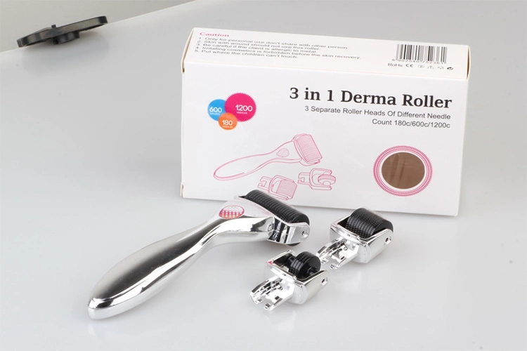 OEM / ODM marca personalizada 3 en 1 Drs Derma Roller para el titanio de acero inoxidable antienvejecimiento 4